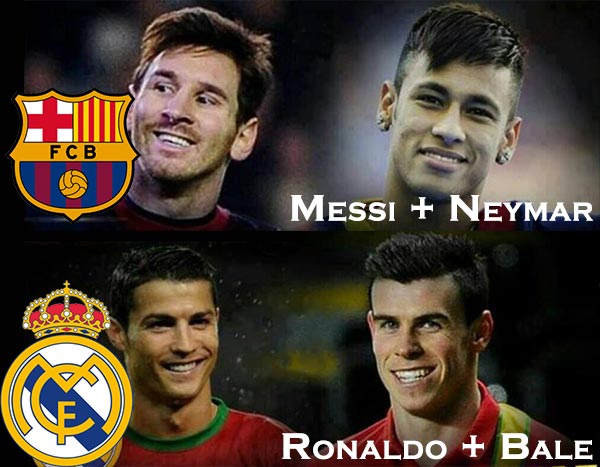 Messi and Neymar vs Ronaldo and Bale