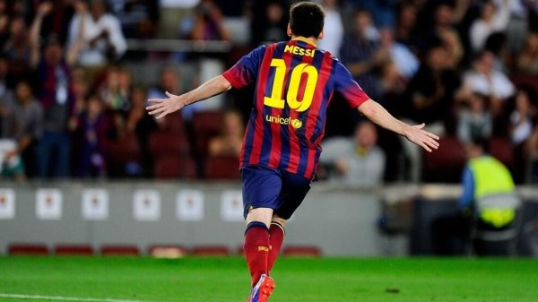 Messi celebrates FC Barcelona Ajax Amsterdam