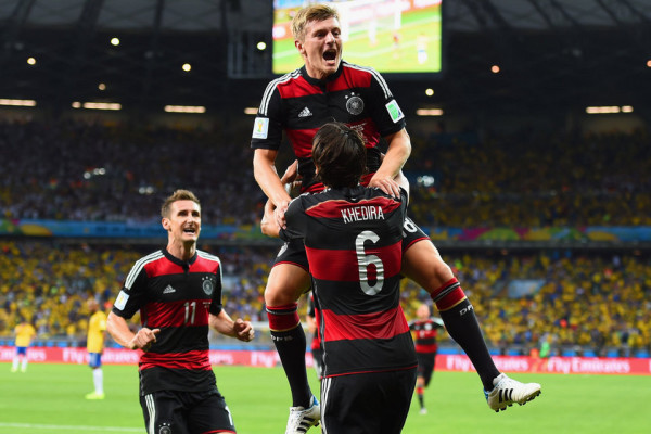 Toni Kroos celebrates his goal against Brazil