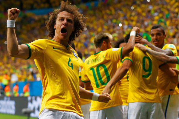 David Luiz celebrates a goal