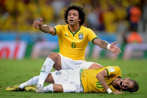 Marcelo and Neymar at the World Cup 2014